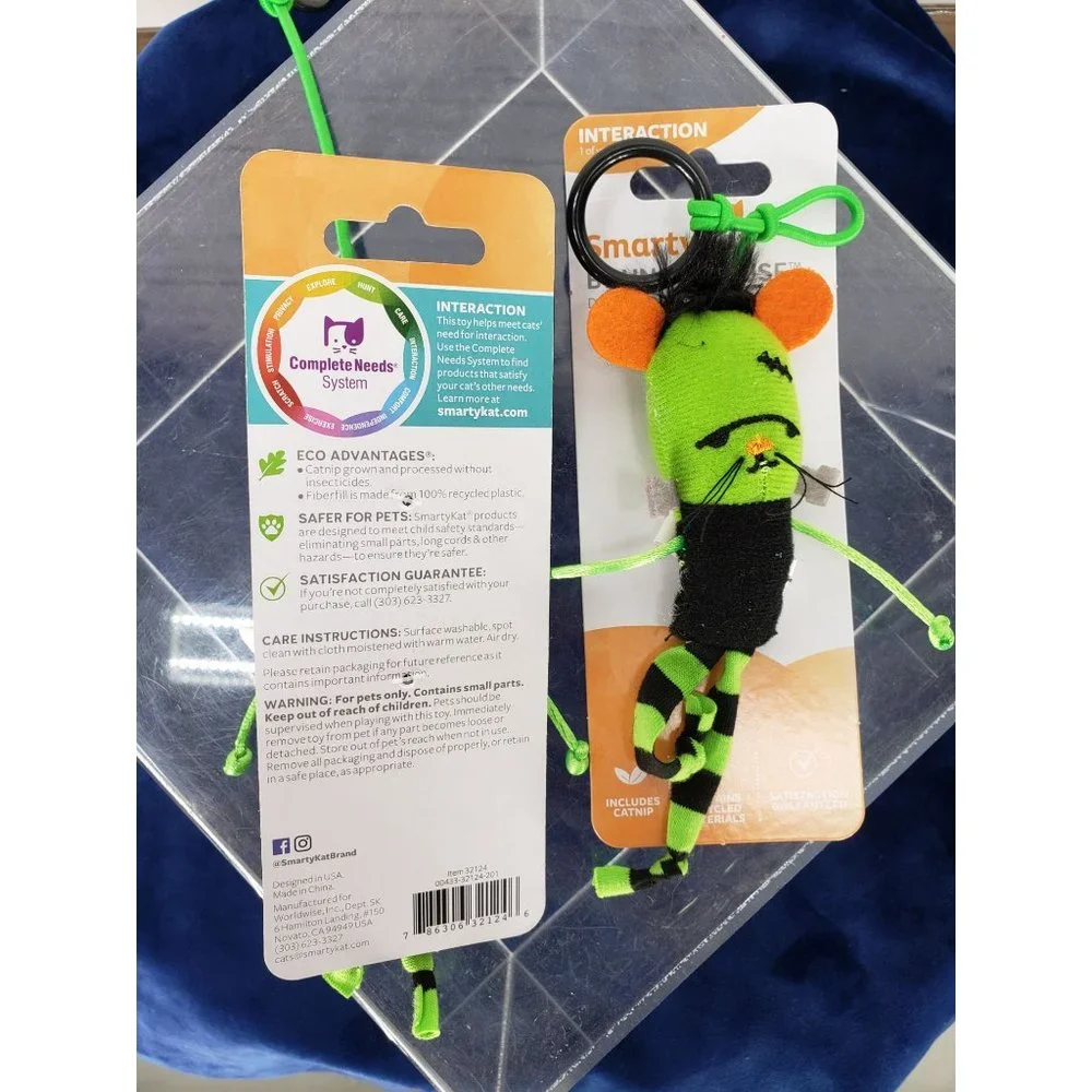 SmartyKat Bouncy Mouse Cat Toy Bungee Toy Frankenkitty Set‎ of 2